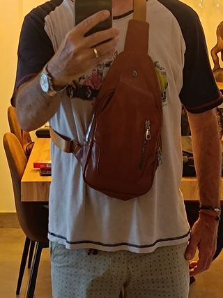 Bandolera marrón piel sintética