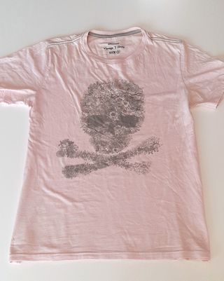 Camiseta Blanco Calavera y flores Rosa M