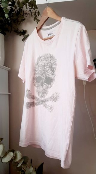 Camiseta Blanco Calavera y flores Rosa M