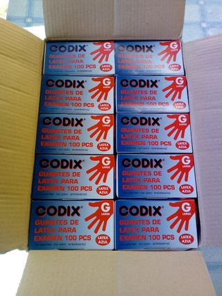 10 cajas 100 guantes latex azul.