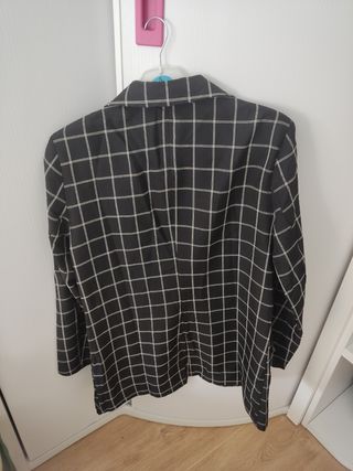 Americana cuadros blanco-negro talla S