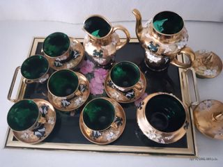 Juego Café Murano Dorado-Verde