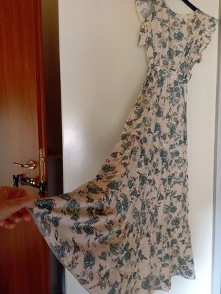 Vestito lungo beige floreale tg 42