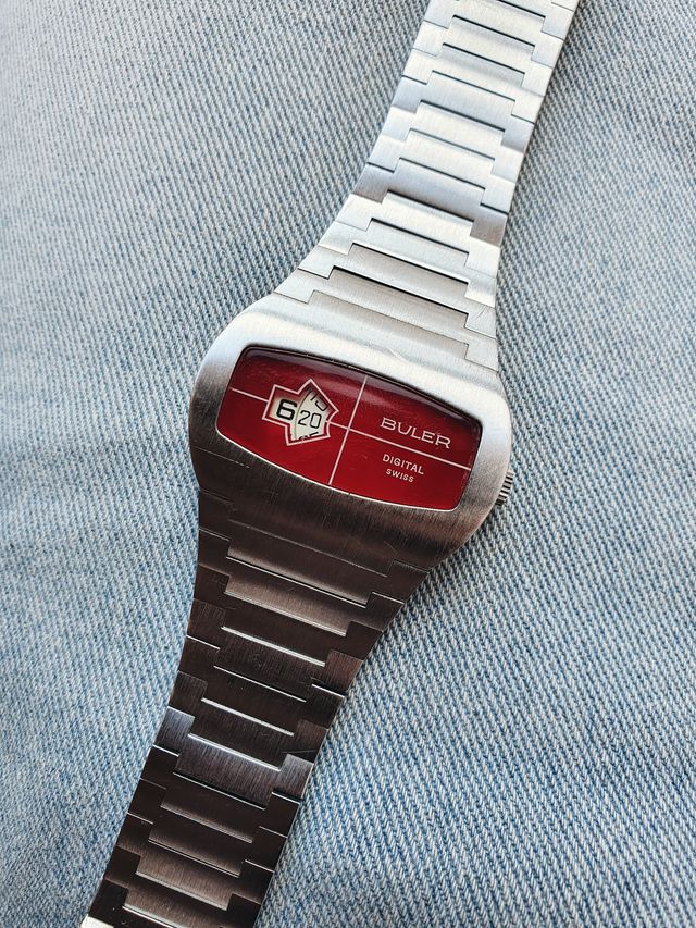 1970s Buler Digital Jump Hour Integrated Bracelet