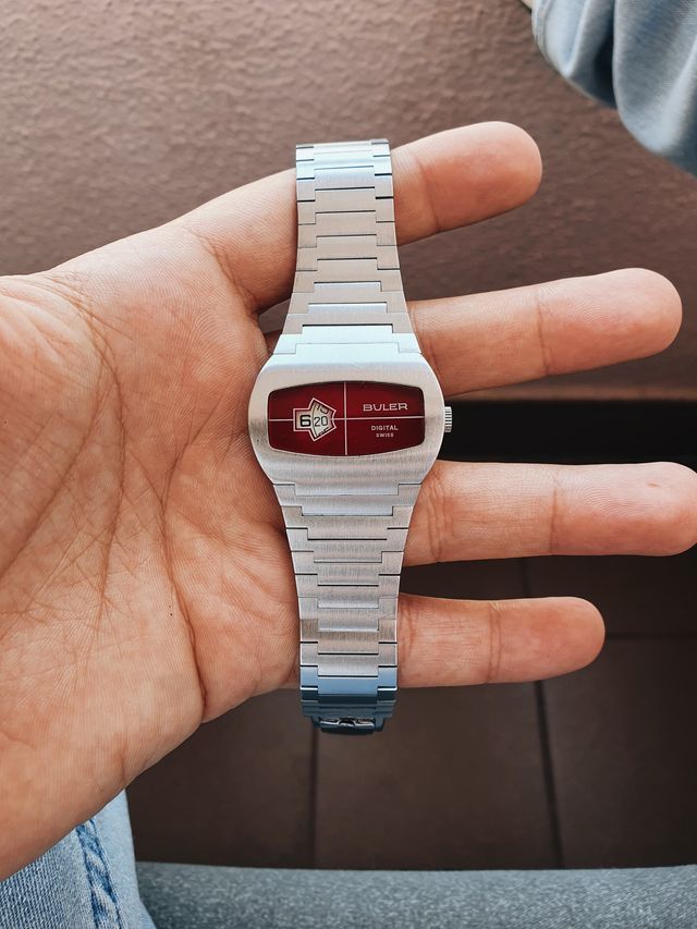 1970s Buler Digital Jump Hour Integrated Bracelet