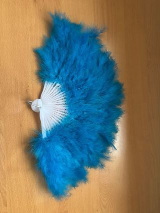 Abanico plumas azul - blanco