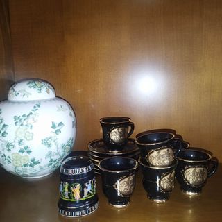 Jarrón Vintage Porcelana - Verde y Blanco