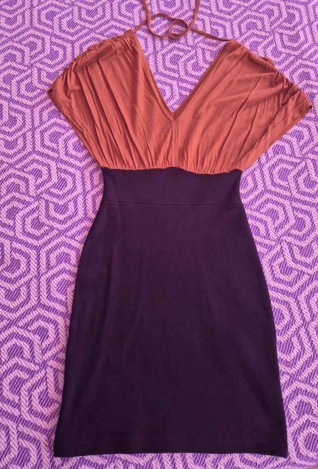 Vestido Venca camel-negro