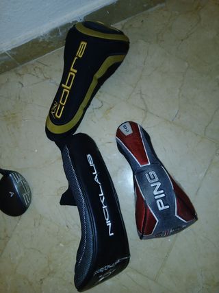41 bolas golf usadas y 4 palos de golf