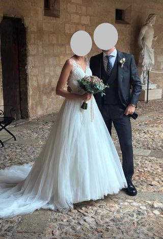 Vestido novia Pronovias blanco - Talla 36