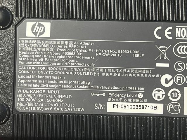 Carregador HP 120W - Original 18,5v. 6.5A