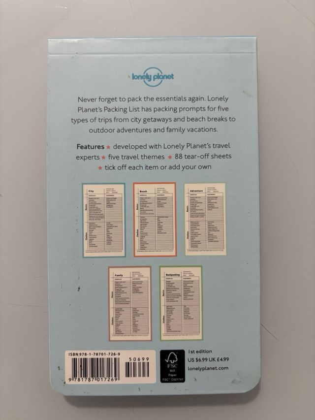 Lonely Planet Packing List