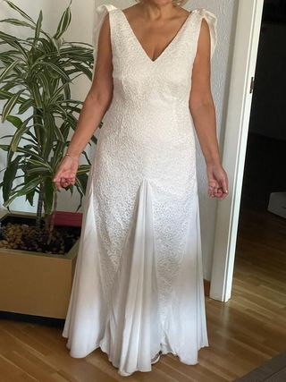 Vestido novia blanco encaje