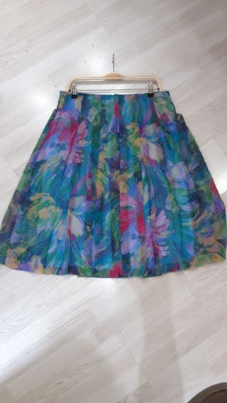 Falda plisada vintage multicolor