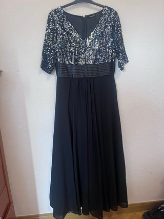 Vestido Fiesta Largo Negro c/lentejuelas