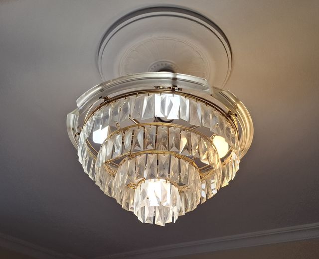 Lampara Cristal Dorada Salón Dormitorio