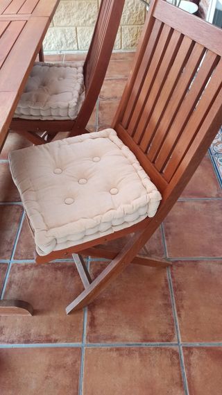 Mesa jardín madera maciza 6 sillas