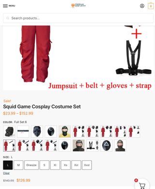 Disfraz Juego Calamar Rojo - Talla L