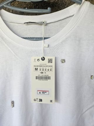 Camiseta Zara blanca M - pedrería