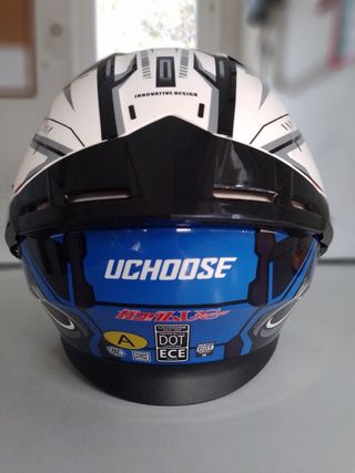 Casco moto UCHOOSE, blanco y rojo