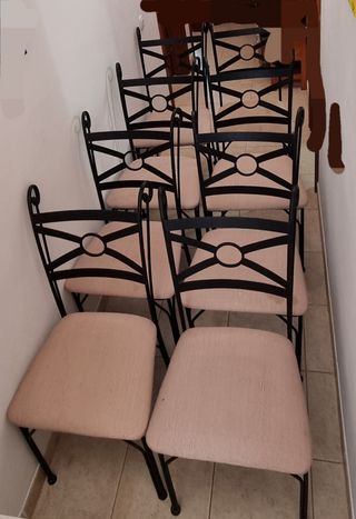 8 sillas forja metal - beige(Muy buen estado)