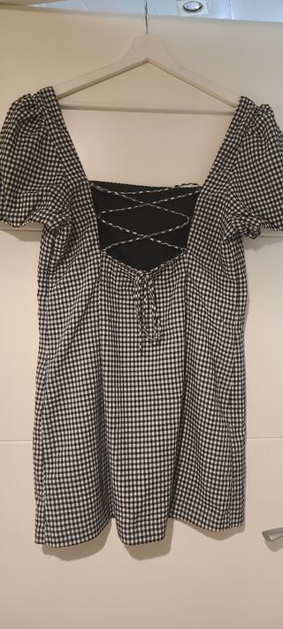 Vestido mini Zara cuadros blanco-negro