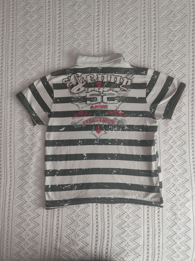 Polo K-RBURO a rayas negro-blanco