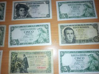 9  BILLETES 5 PTAS ANTIGUOS ESPAÑA