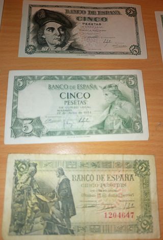 9  BILLETES 5 PTAS ANTIGUOS ESPAÑA