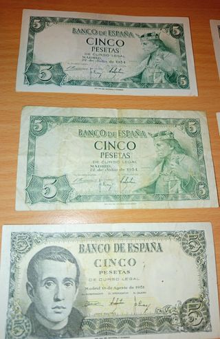 9  BILLETES 5 PTAS ANTIGUOS ESPAÑA