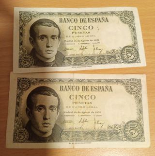 9  BILLETES 5 PTAS ANTIGUOS ESPAÑA