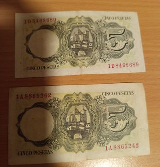 9  BILLETES 5 PTAS ANTIGUOS ESPAÑA