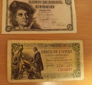 9  BILLETES 5 PTAS ANTIGUOS ESPAÑA