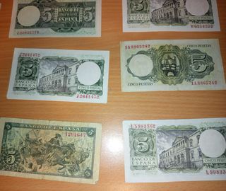9  BILLETES 5 PTAS ANTIGUOS ESPAÑA