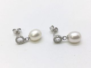 pendientes plata 925mm con piedra con circonita,perla