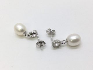 pendientes plata 925mm con piedra con circonita,perla