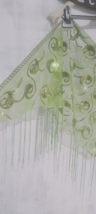 Pareo Verde con Frange e paillettes