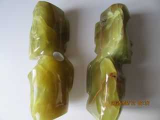 2 Statue Moai di Onice Verde