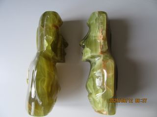 2 Statue Moai di Onice Verde