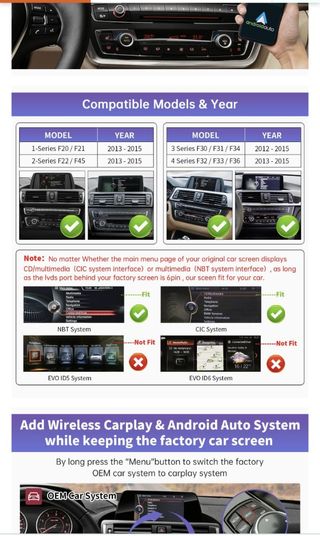 RoadTop Carplay y Android Auto BMW