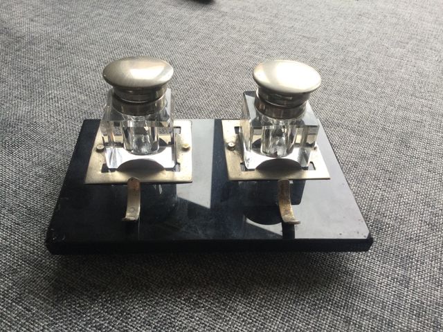 Tinteros Art Déco: cristal & metal