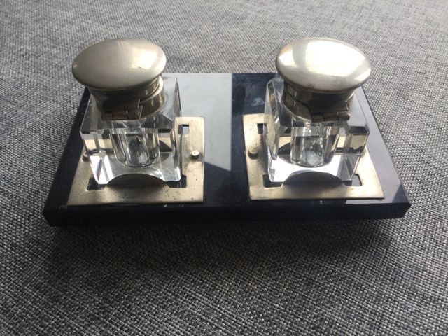 Tinteros Art Déco: cristal & metal