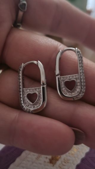 Pendientes plata corazón circonitas