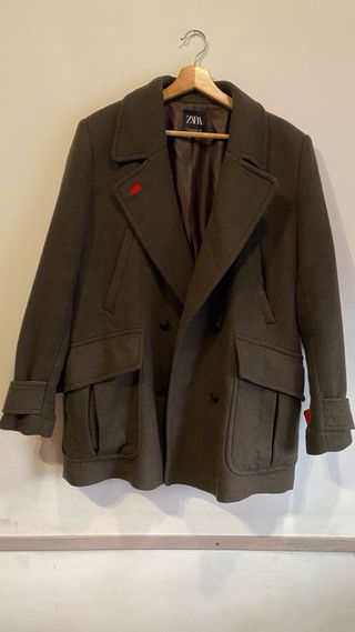 Abrigo Zara - Verde Lana-Poliéster