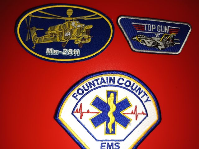 N 7 lote de tres Parches bordados: Mi-28N, Top Gun