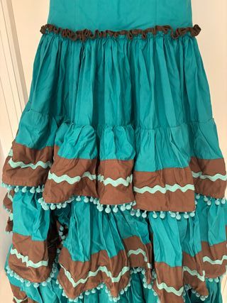 Traje Flamenca: Talla M, marrón y verde agua