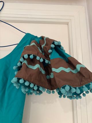 Traje Flamenca: Talla M, marrón y verde agua