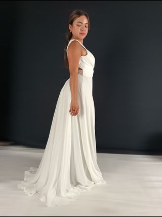 Vestido novia gasa blanco