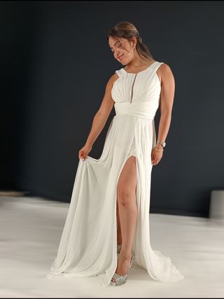 Vestido novia gasa blanco