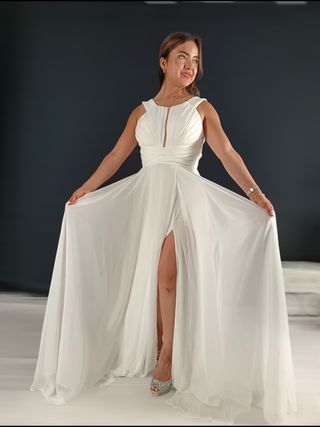 Vestido novia gasa blanco